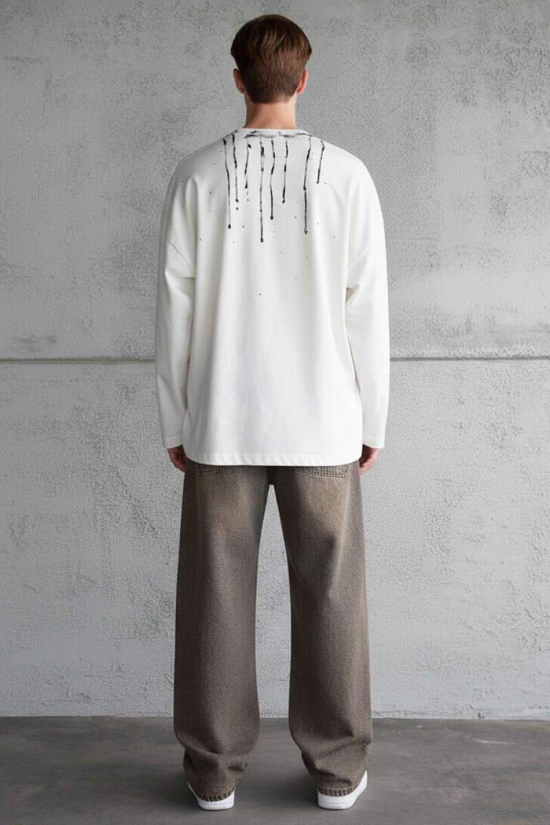 Boya Detaylı Erkek Sweatshirt