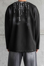 Boya Detaylı Erkek Sweatshirt Siyah