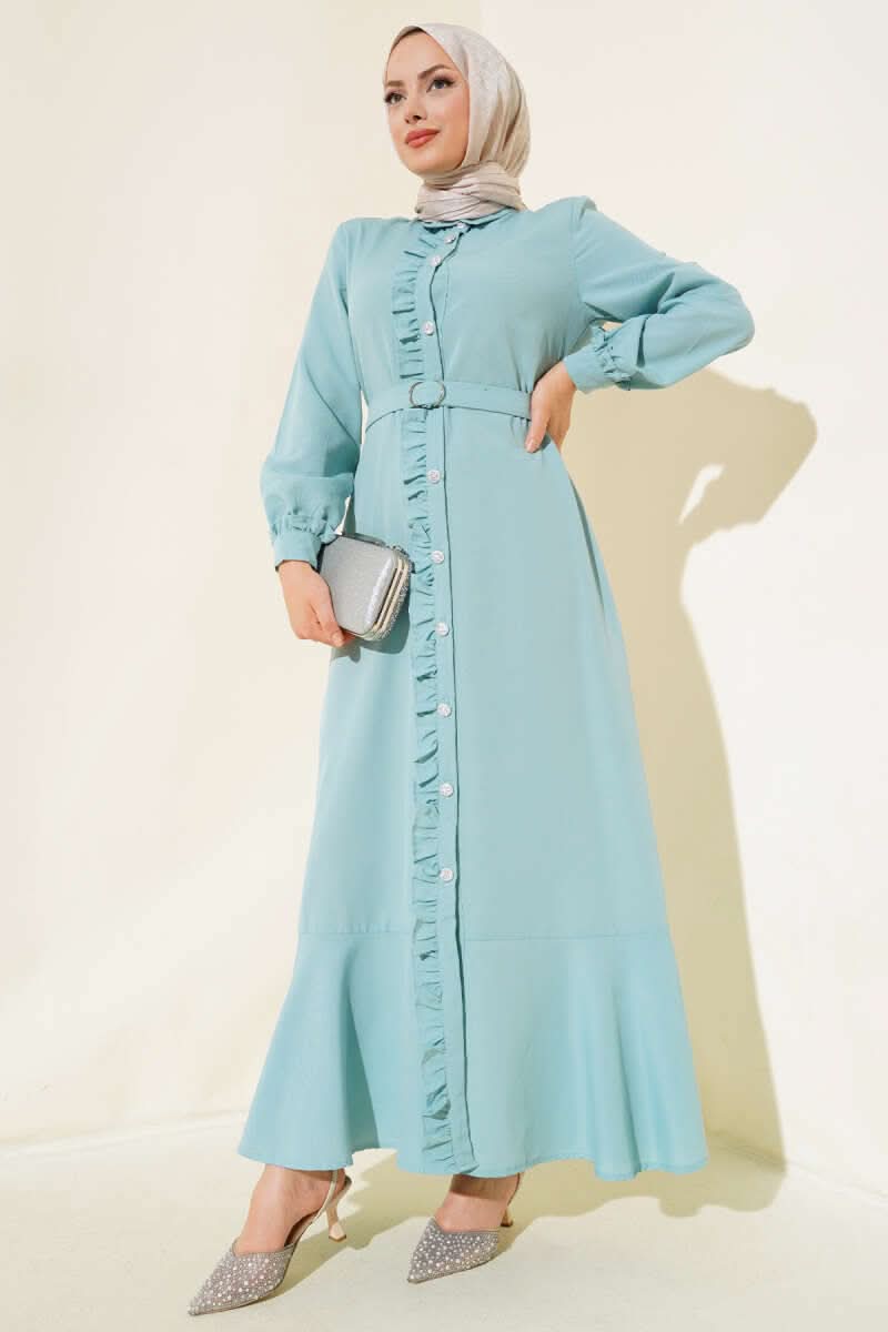 Boydan Fırfırlı Elbise