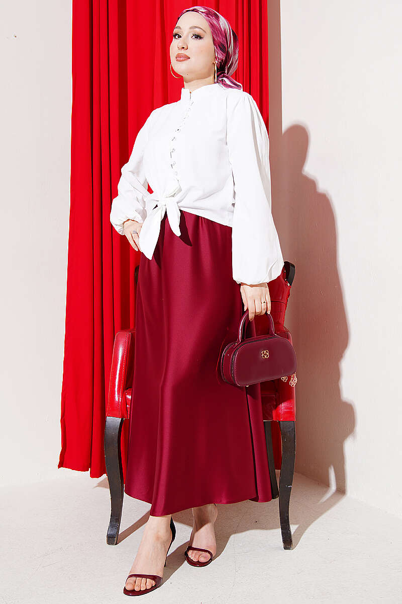 Brit Düğmeli Bağlamalı Kısa Gömlek