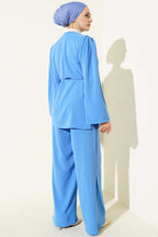 Brit Buttoned Rope Belted Tunic Double Set
