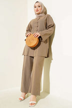 Brit Buttoned Linen Tunic Double Set