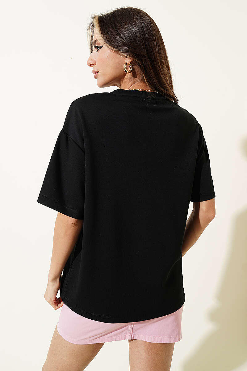 Brooklyn Baskılı Loyşa T-shirt Siyah