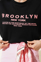 Brooklyn Baskılı Loyşa T-shirt Siyah