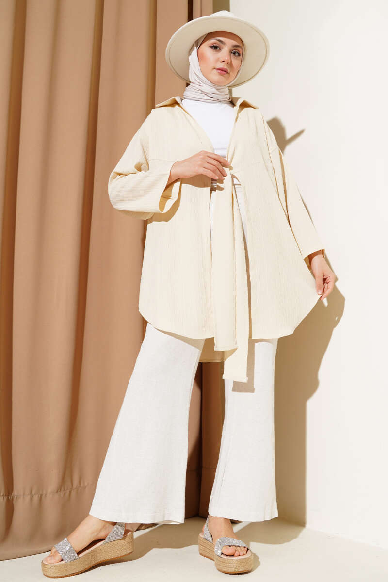 Bürümcük Yaka Bağlamalı Kimono