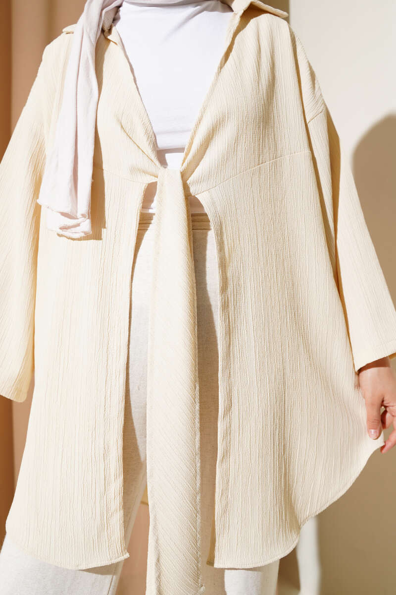 Bürümcük Yaka Bağlamalı Kimono