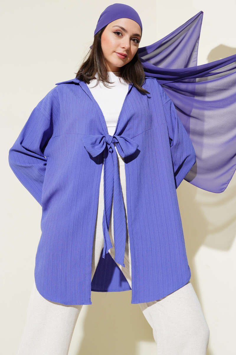 Kimono With Crepe Collar Ties