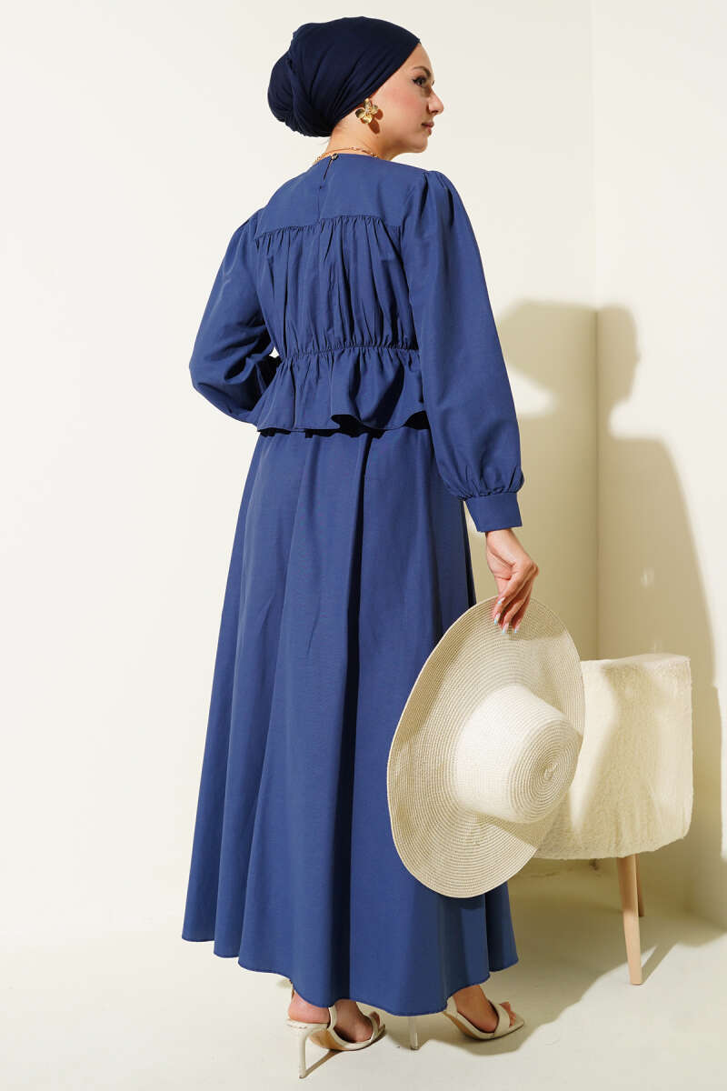 Büzgü Detaylı Bluz Etek İkili Takım