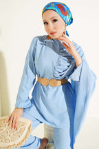 Shirred Shoulder Cape Double Set
