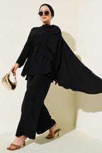 Shirred Shoulder Cape Double Set