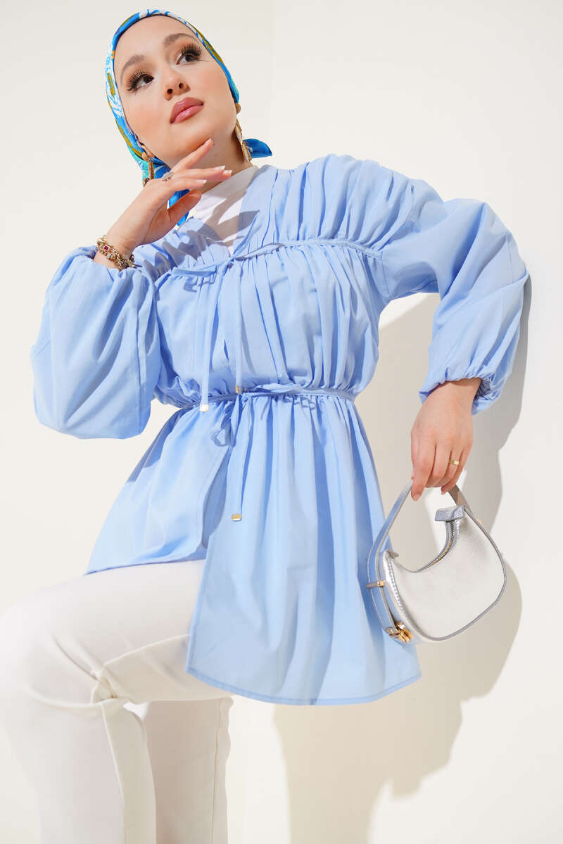 Büzgülü Önden Bağlamalı Kimono