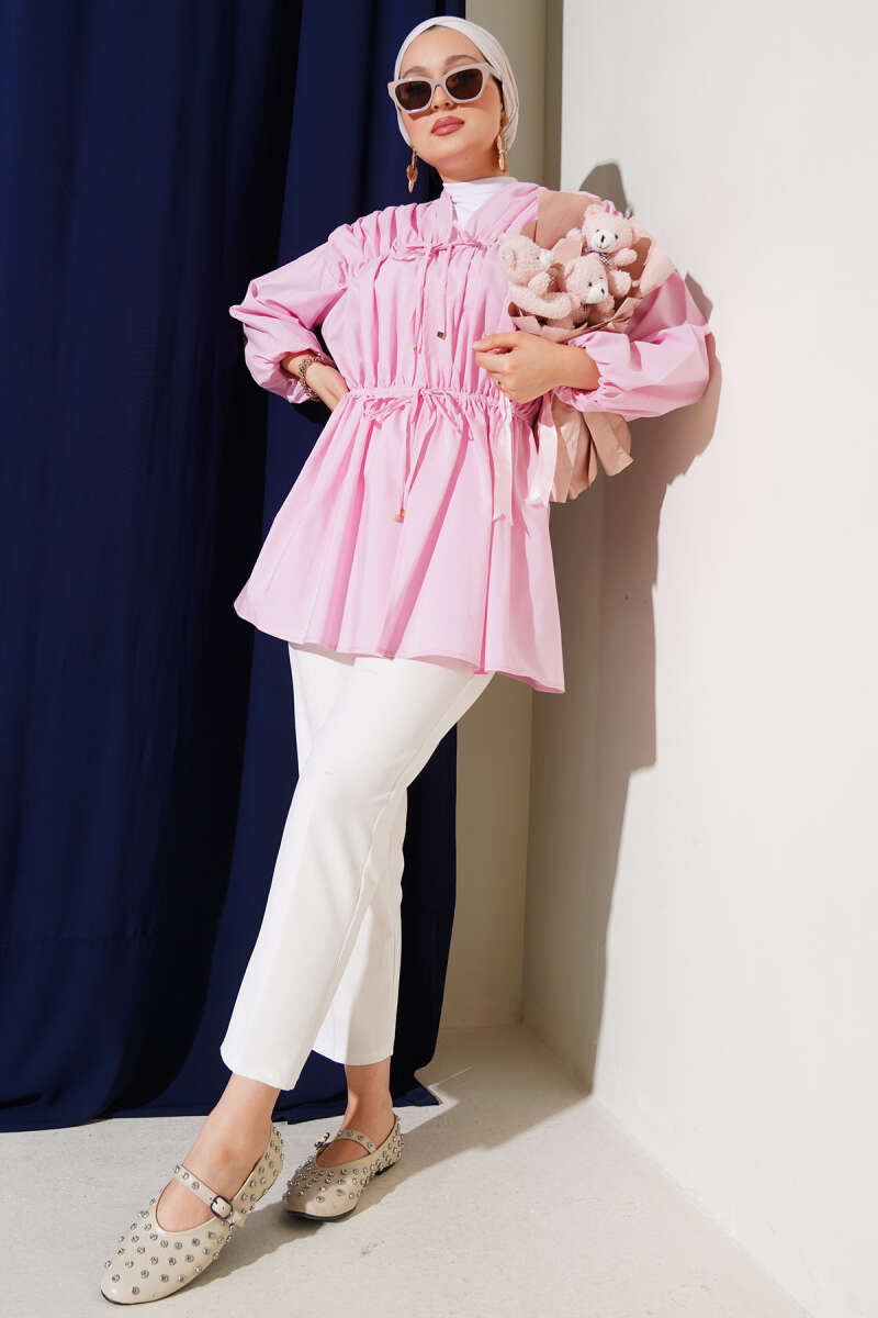 Büzgülü Önden Bağlamalı Kimono