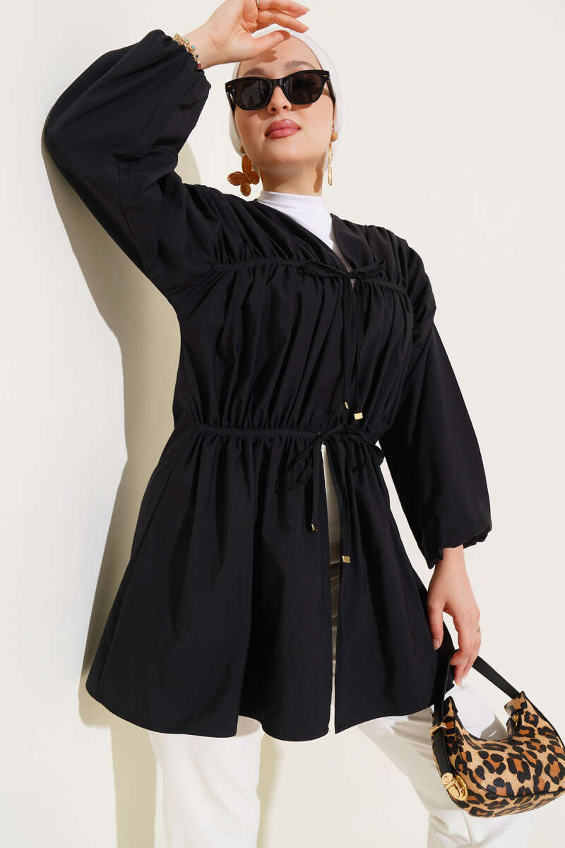 Büzgülü Önden Bağlamalı Kimono