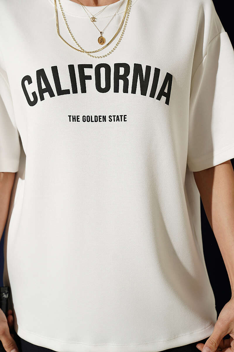 California Baskılı Modal T-shirt