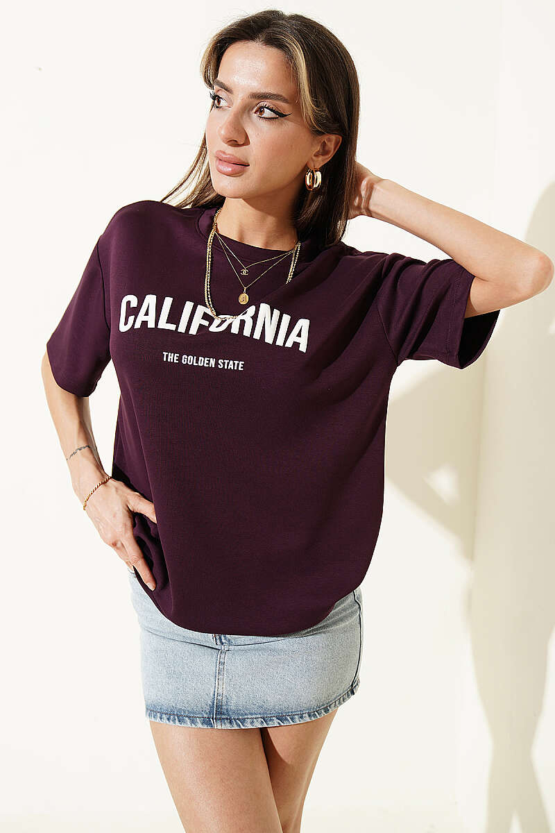 California Baskılı Modal T-shirt