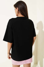 California Baskılı Modal T-shirt Siyah