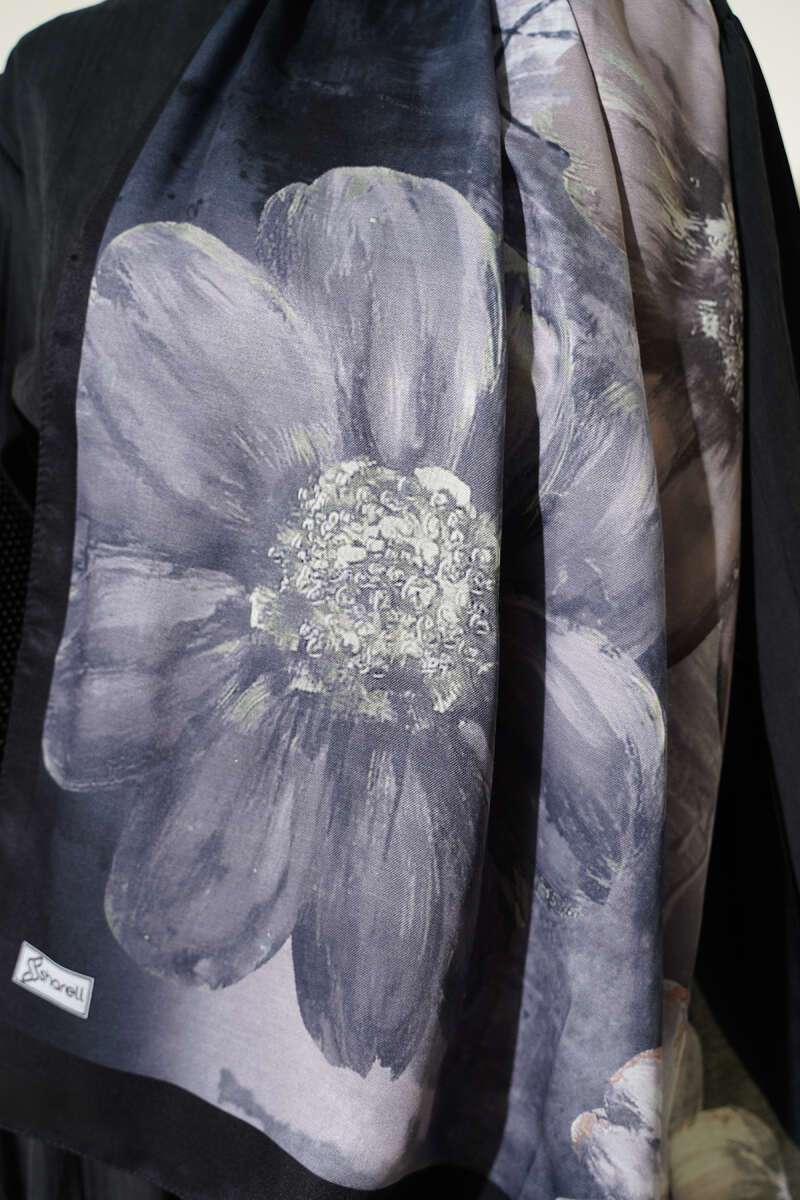 Camellia Desen Şal Taş Siyah