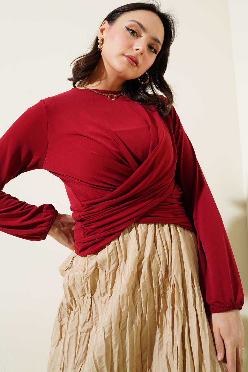 Çapraz Büzgülü Sandy Bluz