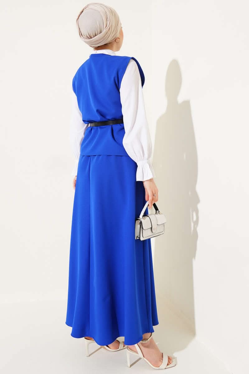 Çapraz Gold Düğmeli Etekli İkili Takım