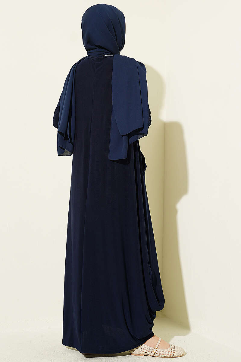 Cepli Asimetrik Kesim Sandy Elbise Lacivert