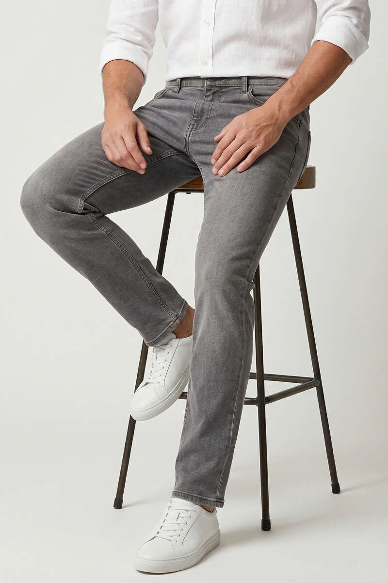 Cepli Regular Fit Erkek Kot Pantolon Koyu Gri