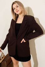 Cepli Tek Düğmeli Blazer Ceket