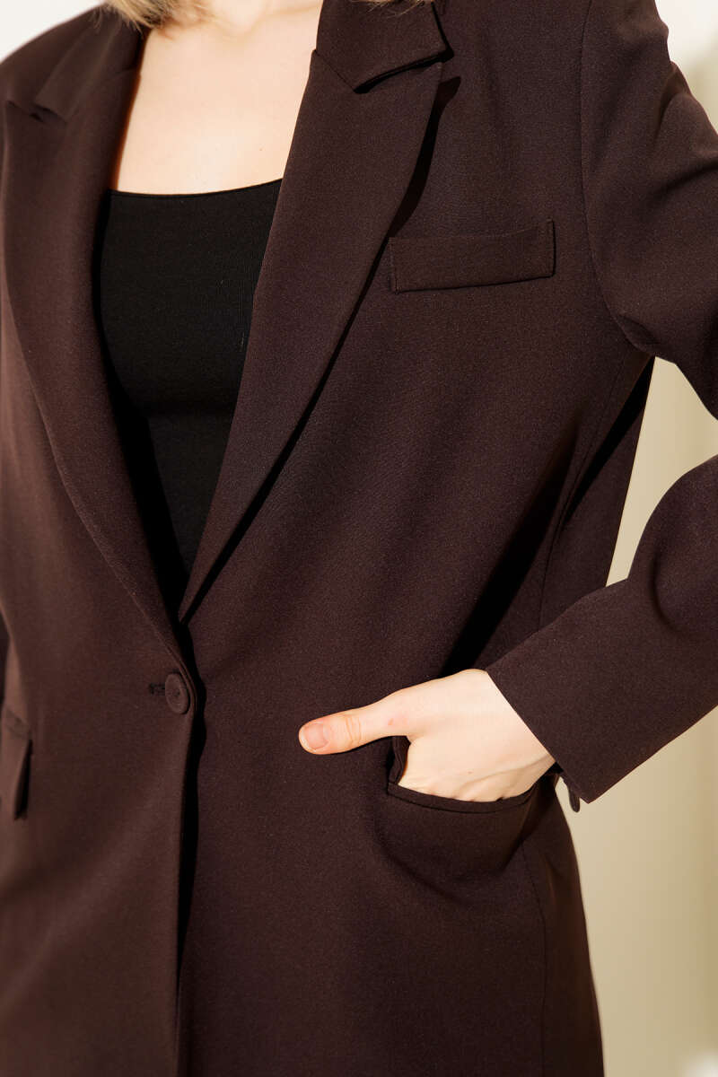 Cepli Tek Düğmeli Blazer Ceket