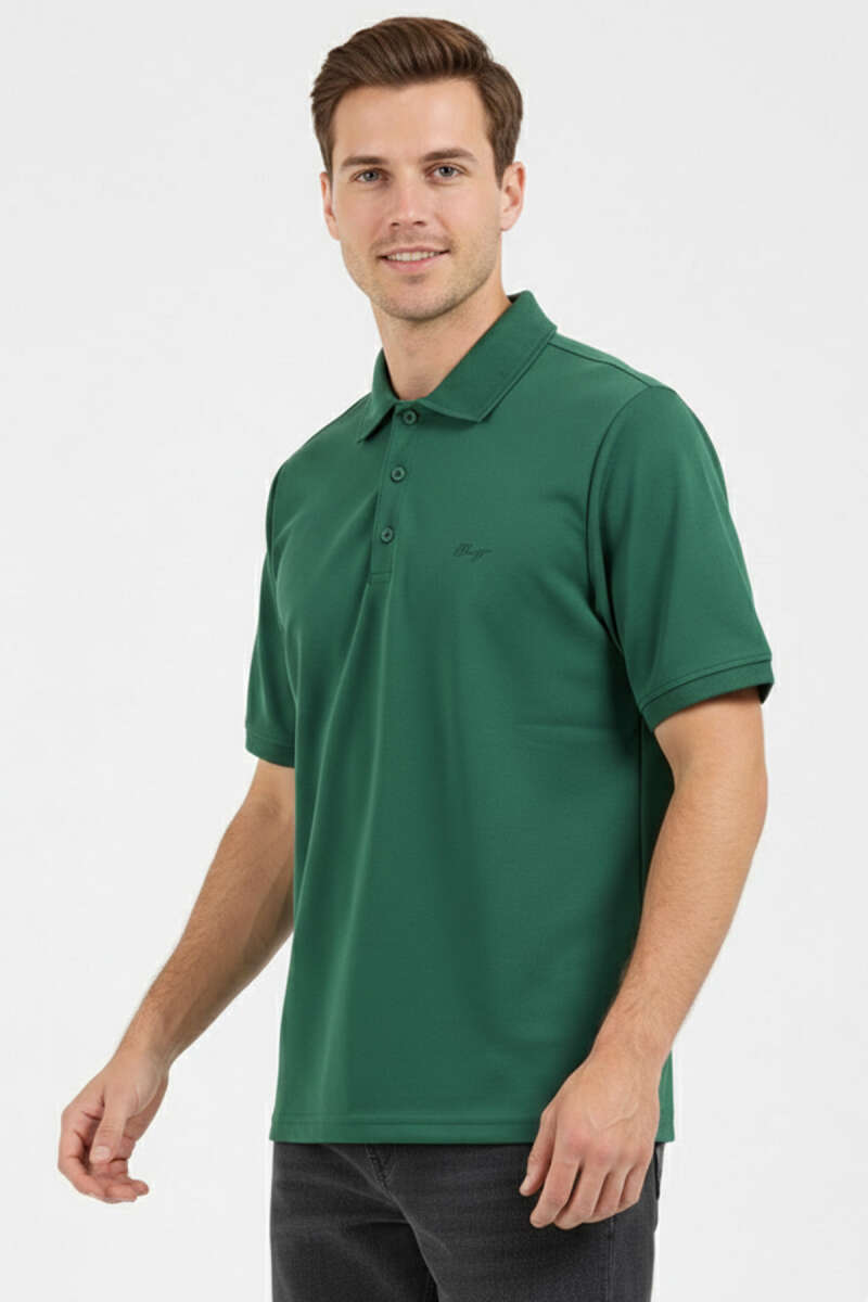 Change Baskılı Polo Yaka Erkek T-shirt Nefti