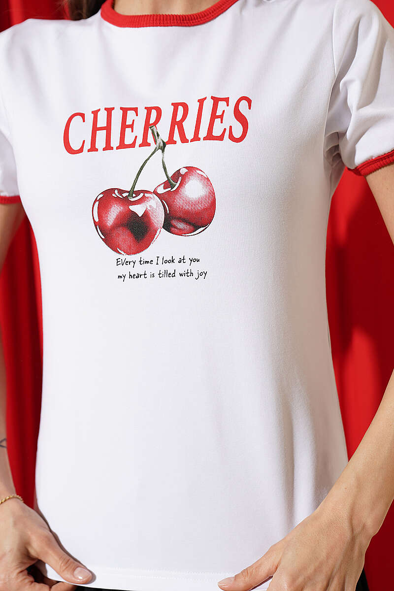Cherries Baskılı T-shirt