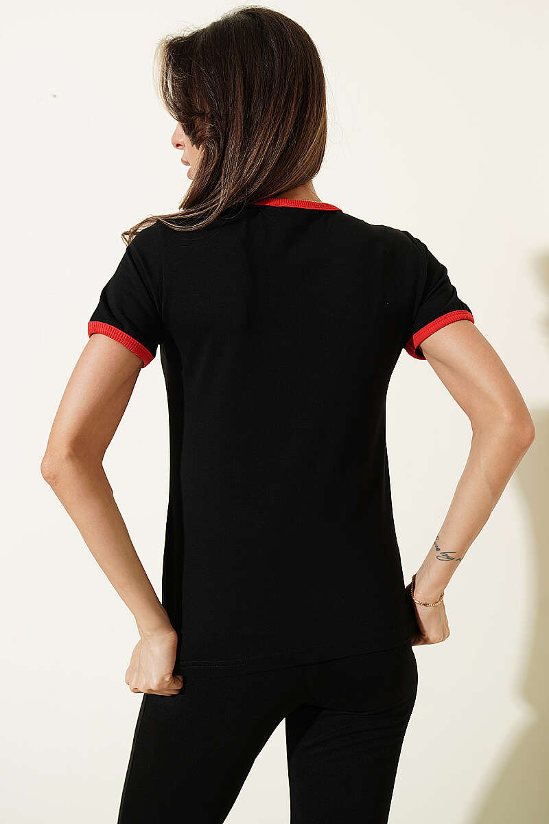 Cherries Baskılı T-shirt Siyah