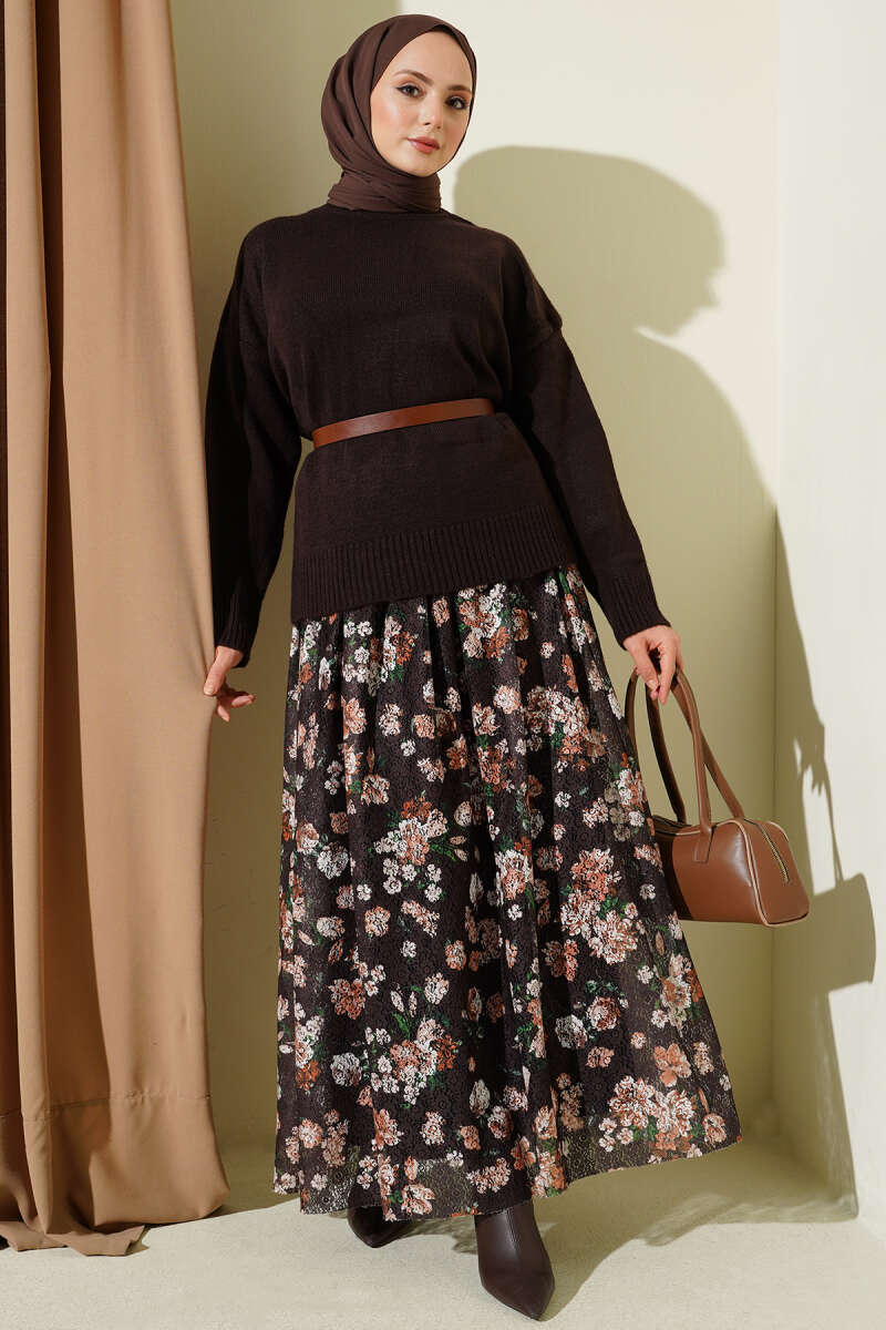 Floral Printed Guipure Skirt Второстепенное изображение товара