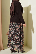 Çiçek Baskılı Güpürlü Etek