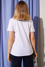 Çiçek Buketli Taşlı T-shirt