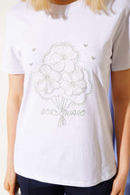 Çiçek Buketli Taşlı T-shirt