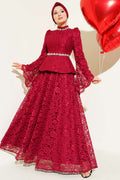 Flower Lace Evening Dresses with Stones