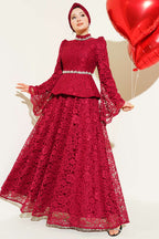 Flower Lace Evening Dresses with Stones