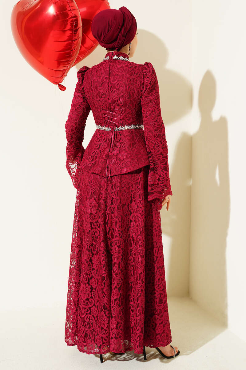 Flower Lace Evening Dresses with Stones
