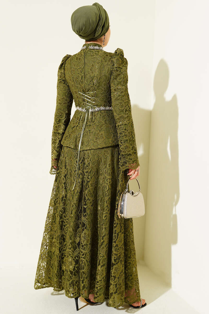 Flower Lace Evening Dresses with Stones