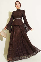 Flower Lace Evening Dresses with Stones