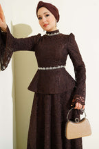 Flower Lace Evening Dresses with Stones