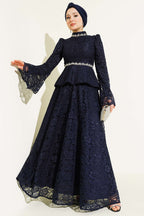 Flower Lace Evening Dresses with Stones