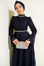 Flower Lace Evening Dresses with Stones