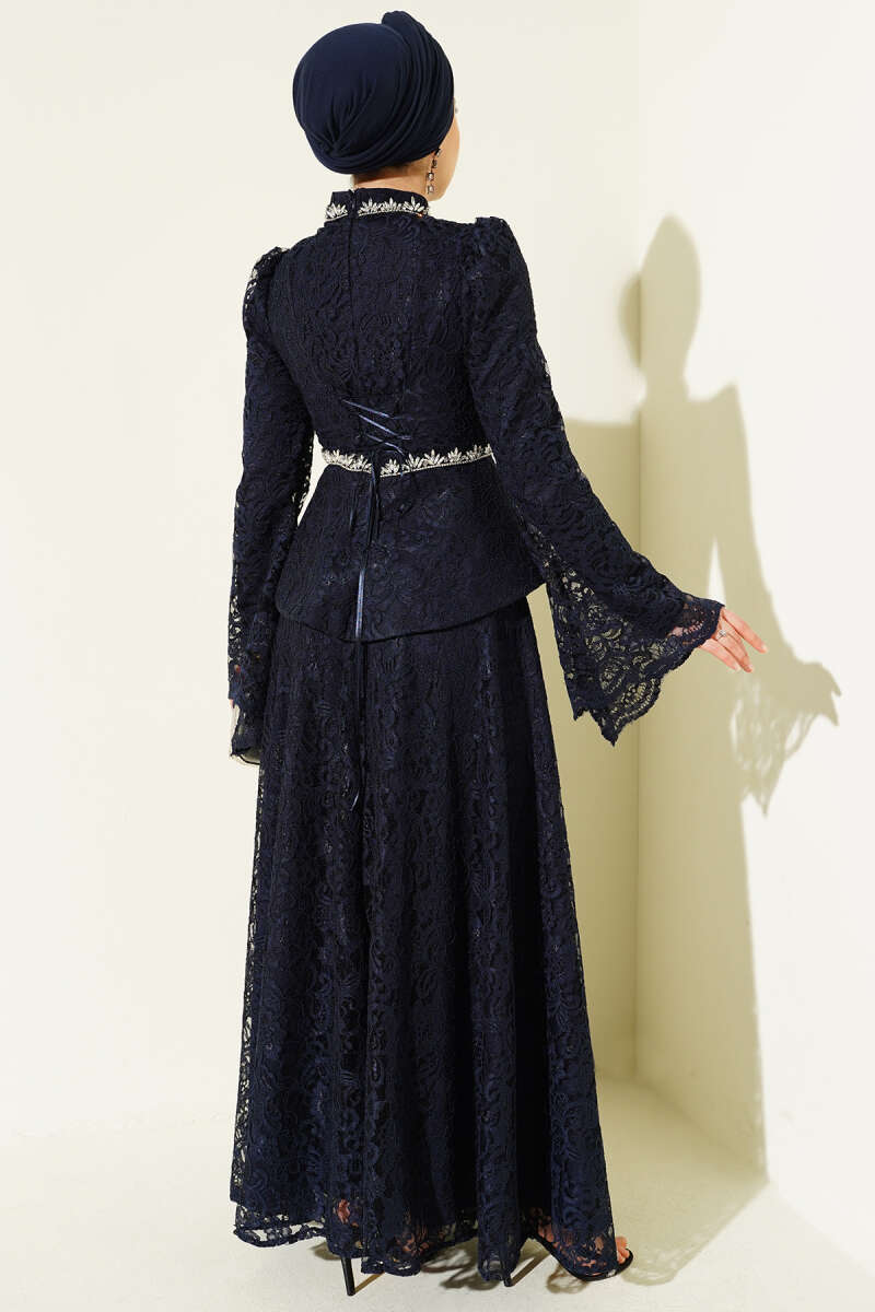 Flower Lace Evening Dresses with Stones