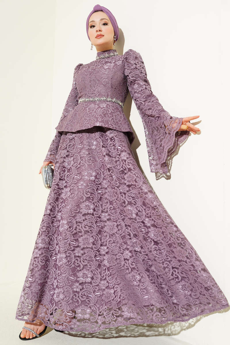 Flower Lace Evening Dresses with Stones