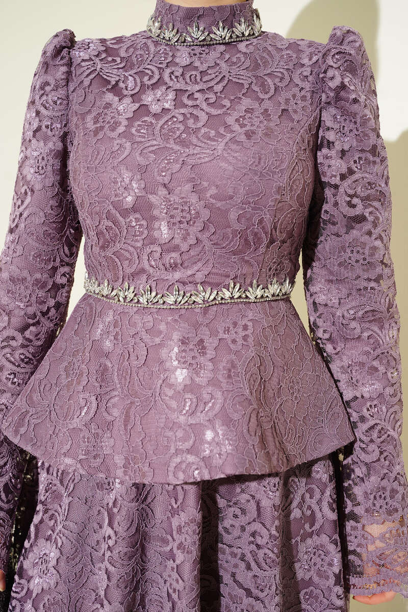 Flower Lace Evening Dresses with Stones
