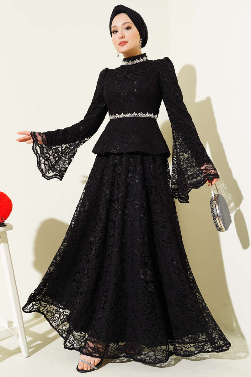 Flower Lace Evening Dresses with Stones