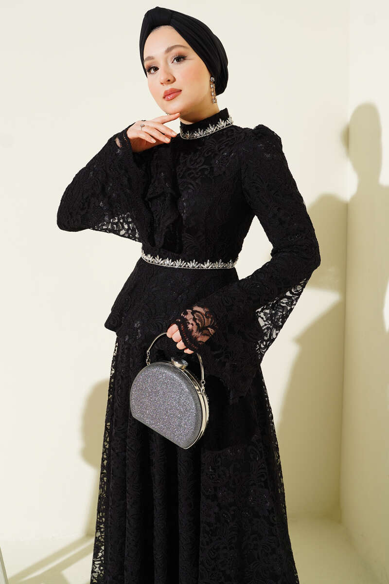 Flower Lace Evening Dresses with Stones