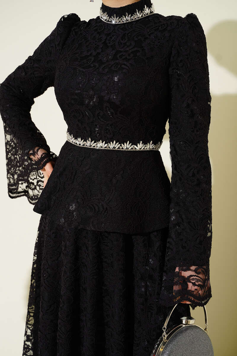 Flower Lace Evening Dresses with Stones
