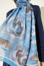 Çiçek Desenli Bambu Kraş Şal