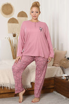 Çiçek Desenli Büyük Beden Pijama Takımı